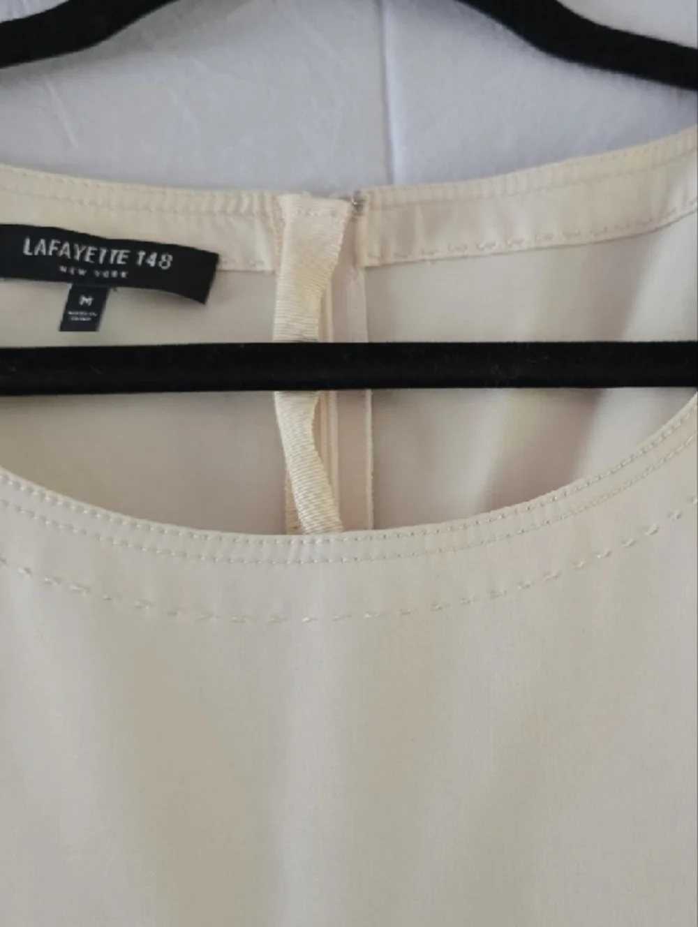 Lafayette 148 New York Cream Sleeveless Dress with Tortoiseshell Buckle - Picture 2 of 3